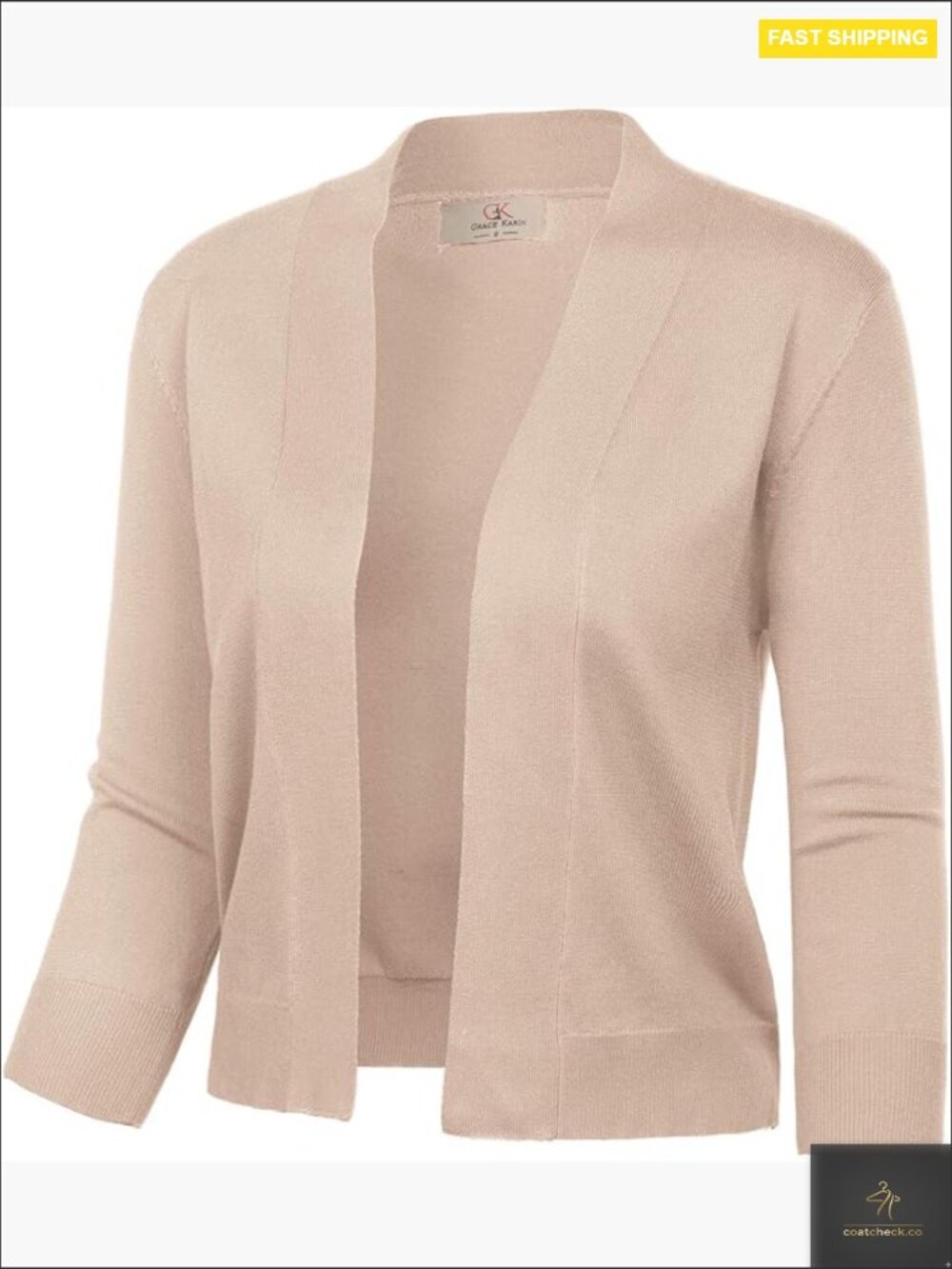 Women Cropped Knit Cardigan 3/4 Sleeve Shrug Bolero Trendy Lightweight V-Neck